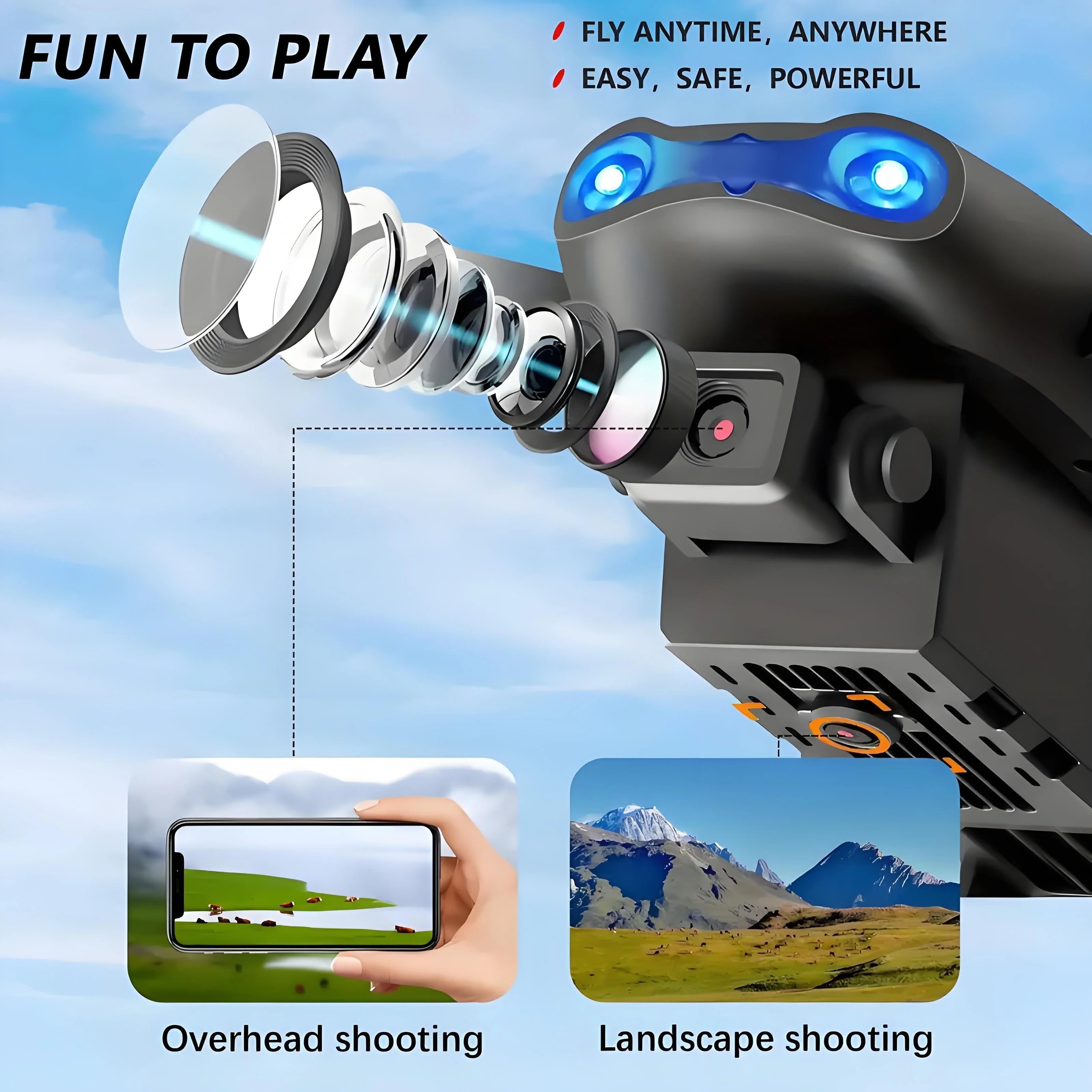 2025 E99 PRO RC Drone, HD Dual Camera FPV WiFi, Foldable